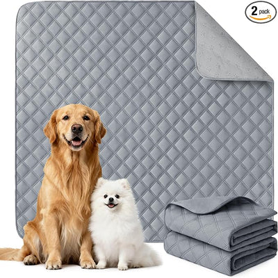 Eterish Reusable Washable Pee Pads for Dogs Large/Extra Large 36'' x 36'' 2 Pack, Absorbent Pet Puppy Dog Training Pads Non-Slip, Waterproof Whelping Potty Pads for Dogs Leak-Proof