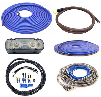 True 8 Gauge 100% Copper Amplifier Wiring Kit | 8 AWG (American Wire Guage) OFC | for Automotive Boat Car Audio Subwoofer Amp Install (incl Ground & Power Cable, RCA, Speaker, Remote Wires)