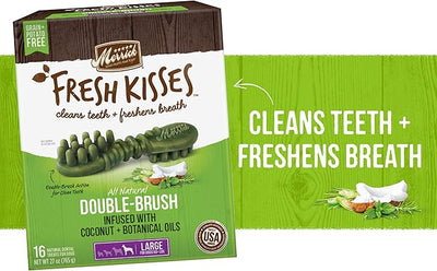 Merrick Fresh Kisses Dental Chews for Dogs Infused with Coconut and Botanical Oils, Large Dog Chews for Dogs Over 50 lbs., 27 oz. Box