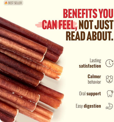 Natural Farm Odor-Free Bully Sticks (4”, 16oz) All-Natural Long-Lasting Chews, 100% Beef Pizzle, Grass-Fed, Grain-Free, Hormone-Free, Protein for Muscle Development & Energy, Perfect for Small Dogs