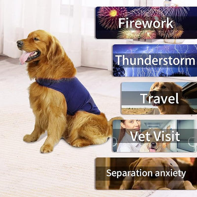 Comfort Dog Anxiety Relief Coat, Dog Anxiety Calming Vest Wrap for Thunderstorm,Travel,4th of July Fireworks,Vet Visits,Separation Anxiety Relief for Dogs (M,Navy)