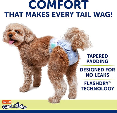 Hartz Comfitables Disposable Dog Diapers, Size XXS 42 count, Comfortable & Secure Fit, Easy to Put On, Super Absorbent Male and Female Diaper