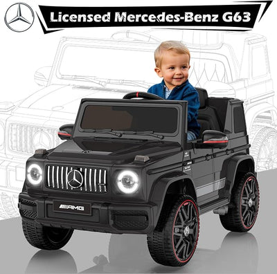 ANPABO Licensed Mercedes-Benz G63 Car for Kids, 12V 7AH Ride on Car w/Parent Remote Control, LED Headlights, Music Player & Horn, Soft Start, Low Battery Prompt, Kids Electric Car, Black
