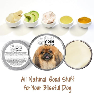 The Blissful Dog Pekingese Nose Butter for Dry, Cracked Skin, Lick-Safe Dog Nose Balm with Moisturizing Shea Butter, Almond, Olive, and Essential Oils, Pet Supplies, Uncented, 8 oz.