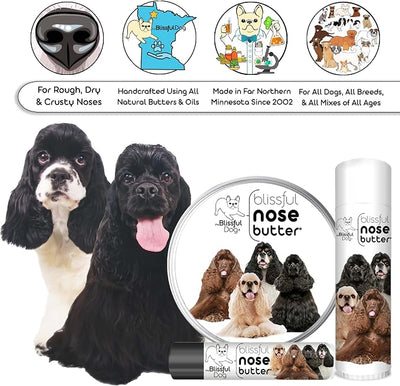 The Blissful Dog Cocker Spaniel Nose Butter, Versatile Dog Nose Balm for Dry Nose, Handcrafted Nose Moisturizer, Easy-to-Apply Dog Essentials, Unscented, 1 oz.