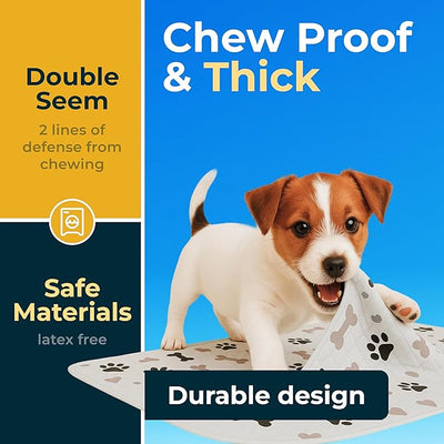 GREEN LIFESTYLE Washable Pee Pads for Dogs - Waterproof Reusable Puppy Pads with Anti-Slip Backing, Pet Training Pad for Puppy Playpen, Crate, Whelping Box, Potty Training (Pack of 40 - 34x36)
