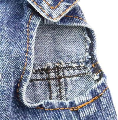Pet Clothes Dog Jeans Jacket for Small Medium Dogs & Cats - Lapel Vests, Vintage Washed Denim, Scratch-Resistant Design, Light Blue