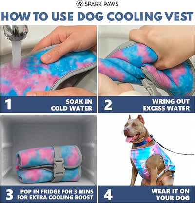 Spark Paws Dog Cooling Vest - SPF 50 UV Sun Protection - Summer Heat Relief Gear for Dogs, Lightweight, Evaporative Cooling - Dog Anxiety Relief Vest During Hot Days - Snowcone, 2XL