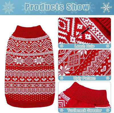 HOMIMP Dog Sweater Argyle - Warm Winter Clothes Puppy Soft Coat, Ugly Dog Sweater for Small Medium and Large Dogs, Pet Clothing Boy Girl, Red XXS