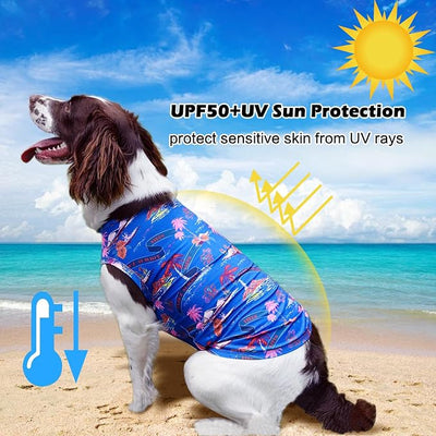 Dog Cooling Shirts, Small Dog Shirts Dog Clothes for Boy Girl Dogs, Dogs Cooling T-Shirts for Bichon, Scottle, Dog Summer Shirts Hawaiian, S, 2 Pcs