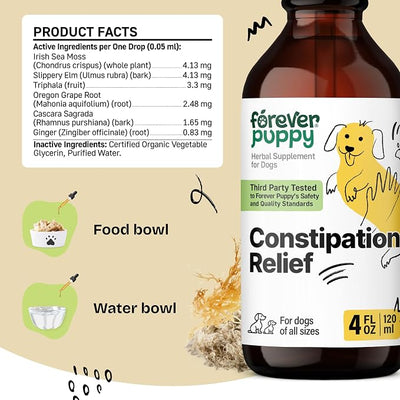 Forever Puppy Constipation Relief for Dogs, 4 oz | Stool Ease Supplement, Sea Moss & Slippery Elm, Digestive Health Support, Fiber Vitamins, All Breeds & Sizes