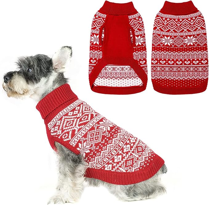 HOMIMP Dog Sweater Argyle - Warm Sweater Winter Clothes Puppy Soft Coat, Ugly Dog Sweater for Small Medium and Large Dogs, Pet Clothing Boy Girl