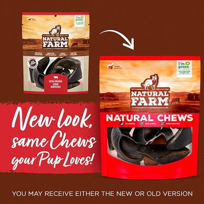 Natural Farm Bacon & Cheese Flavor Filled Cow Hooves for Dogs (4-Pack), Long-Lasting Natural Hoof Beef Bone Treats, Best for Small, Medium & Large Dogs