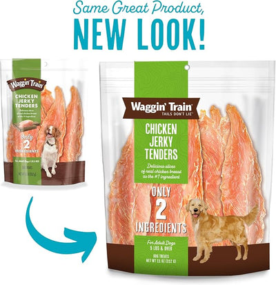 Waggin' Train Dog Treat, Grain Free, Limited Ingredient, Chicken | Jerky Tenders | 11 oz Pouch | Pack of 2