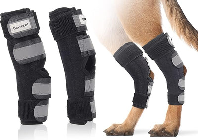 Dog Leg Braces for Back Legs, Canine Hock Brace for Rear Legs with Metal Strips and Safety Reflective Straps, Joint Warps Support Help Hind Legs Injuries Sprains Arthritis (1 Pair)