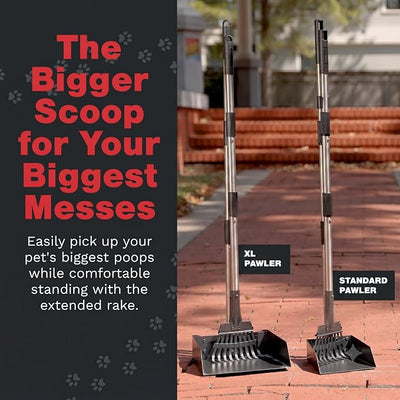 Pawler Pooper Scooper for Large Dogs, Small Dogs and Horses, Metal Poop Scooper Set with Long Handle Rake and Tray for Yard, Grass, Dirt or Gravel, Heavy Duty Aluminum Poop Picker Upper