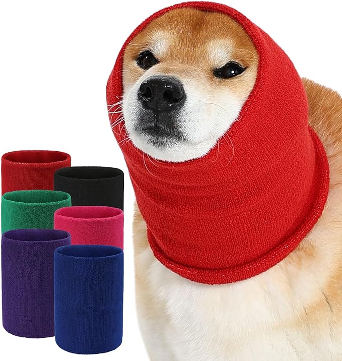 Dog Calming Hoodie Quiet Head Cover Sleeves Double Layer Thickened Dog Ear Muffs Noise Protection,Dog Hematoma Ear Wrap, Dog Headband for Anxiety Relief for Bath, Thunderstorms