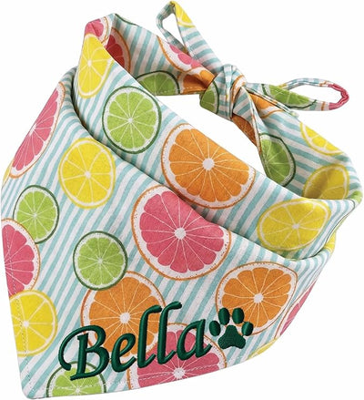 Summer Triangle Embroidered Bandana Scarves with Lemon, Large