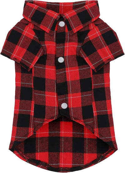 Paiaite Plaid Dog Shirt: Classic Checkered Style in Pure Cotton for Large, Medium, and Small Breeds, Comfort, Breathability, and Elegance. Perfect for Everyday Wear, and Photoshoots Red XL
