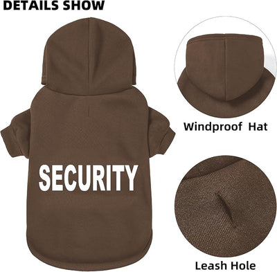 Security Dog Hoodie - Soft & Warm Dog Sweater with Leash Hole Design for Dog Cat,Dog Clothes Pullover Hoodies for Christmas, Holidays and Daily Wear (Brown (Security), Large)