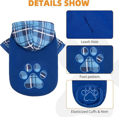 Plaid Dog Hoodie Pet Clothes Sweaters with Hat Medium (Pack of 1)