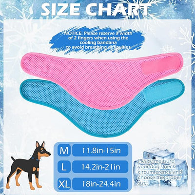 EXPAWLORER Dog Cooling Bandana - 2 Pack Instant Cooling Dog Bandanas, Chill Out Pet Cool Scarf Summer Essentials Ice Neck Cooler Wrap, Prevent Sunstroke for Small Medium Large Dogs, Pink Blue L