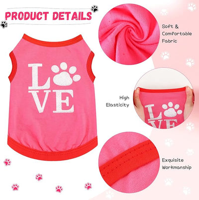 Reginary 8 Pieces Dog Shirts Girl Small Dog Clothes for Chihuahuas Yorkies Female Puppy Shirts Printed Pet Outfit Cute Breathable Soft Valentine's Day Doggie Cat Lovers Gift, Size S