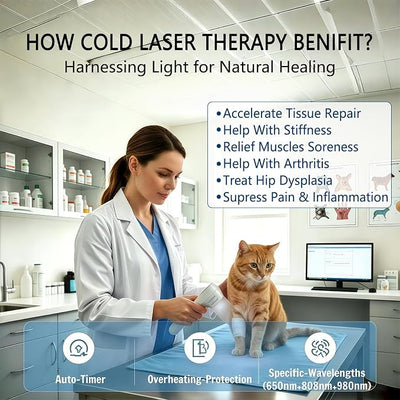 7000mAh Cold Laser Therapy Device for Pain Relief, Red Light Therapy with Pulse Mode, 3 Levels Power, 60mins Timer, Human Pets Dogs Treatment for Joint Would Healing, 4x980nm + 5x808nm + 16x650nm