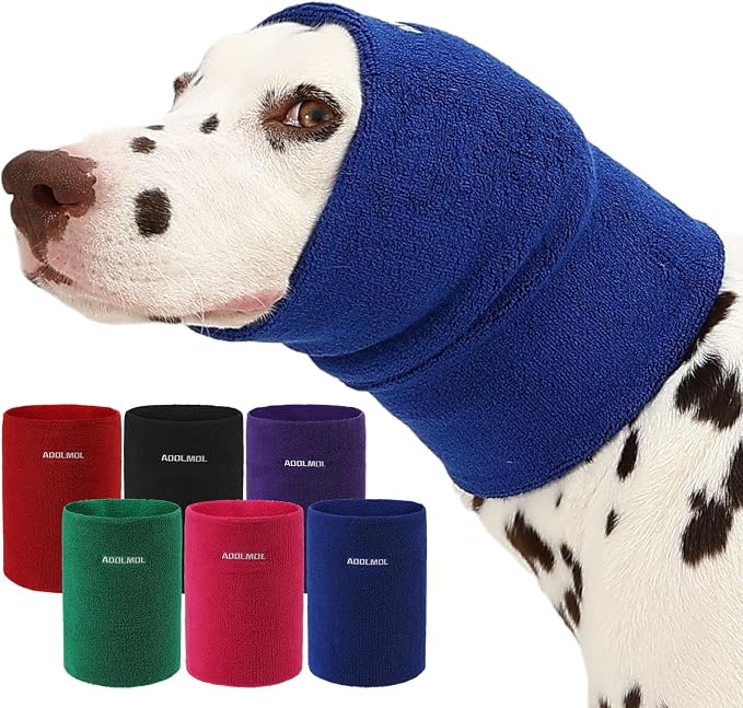 Dog & Cat Calming Hoodie – Soft Double-Layer Ear and Neck Cover for Anxiety Relief & Noise Protection, Elastic Pet Head Wrap for Grooming, Bath, Drying & Fireworks