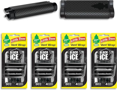 LITTLE TREES Car Air Freshener | Vent Wrap Provides Long Lasting Scent, Invisibly Fresh | 16 Air Fresheners | Black Ice