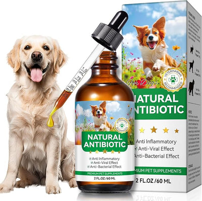 Antibiotics for Dogs, 60ML Natural Antibiotics for Dogs, Dog Antibiotics, Dog Supplies Antibiotics, Dog Multivitamin for Pets, Natural Dog Antibiotics Supports Dog Allergy and Itch Relief