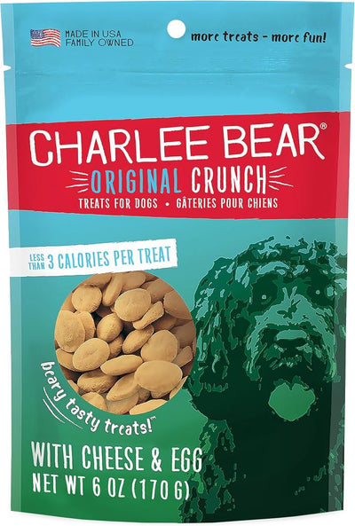Charlee Bear Dog Training Treats, Cheese & Egg Recipe, Low Calorie (Under 3 Calories), Limited Ingredient Crunchy Dog Treats, 6 oz. Resealable Bag