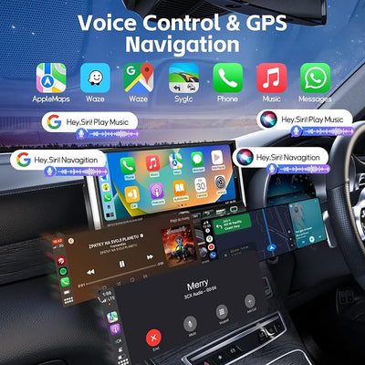 Single Din Radio Car Stereo with Wireless Apple Carplay & Android Auto, 6.9" UHD Touchscreen Car Stereo with Bluetooth, 1080P Backup Camera Mirror Link Navigation USB Type-C Fast Charging FM/AM EQ SWC
