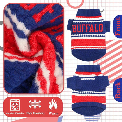 Buffalo Small Dog Sweater Football Theme Turtleneck Knit Dog Sweaters for Small Pets Warm Winter Cat Dog Clothes
