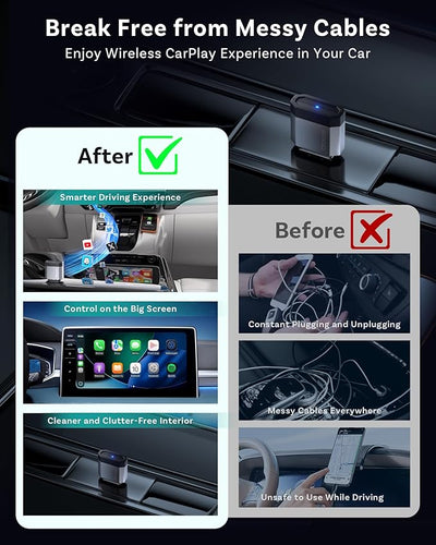 OTTOCAST Mini Nova Wireless CarPlay Adapter Convert Wired to Wireless CarPlay Fast Auto Connect, Plug & Play 2 in 1 Mini Dongle for Factory Wired CarPlay/Android Auto Cars