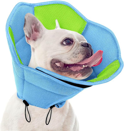 Dog Cone - Soft Cone for Dogs to Stop Licking, Pet E-Collar Alternative After Surgery, Adjustable Pet Recovery Collar for Wound Healing, Light Blue Medium