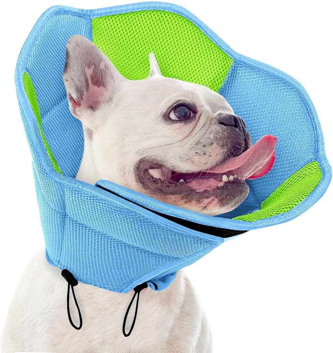 Dog Cone - Soft Cone for Dogs to Stop Licking, Pet E-Collar Alternative After Surgery, Adjustable Pet Recovery Collar for Wound Healing, Light Blue Medium