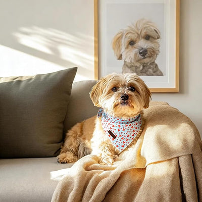 Valentines Dog Bandana - Soft Blue Heart Dog Neck Scarf, Cute Pet Bib for Medium Large Dogs, Valentine Photo Dogs Cats Prop for Daily Use Parties & Pet Photography L