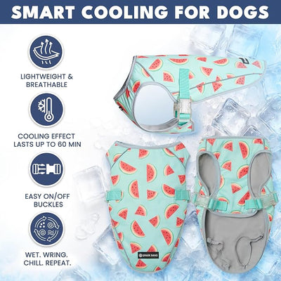Spark Paws Dog Cooling Vest - SPF 50 UV Sun Protection - Summer Heat Relief Gear for Dogs, Lightweight, Evaporative Cooling - Dog Anxiety Relief Vest During Hot Days - Watermelon - Size M