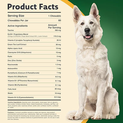 Ocu-GLO Cat & Dog Supplement for Eye Support - Chewable Vision Vitamins Supplements for Large and Small Pets Care with Lutein, Omega-3 Fatty Acids, Grape Seed Extract & Antioxidants