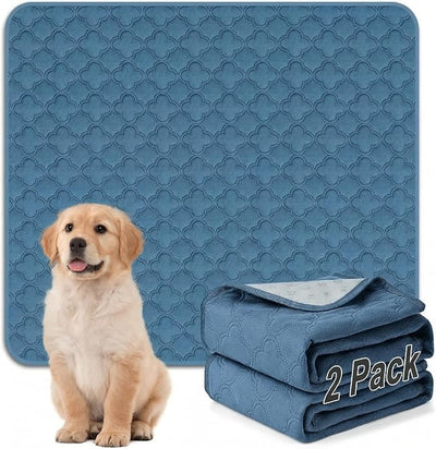 FunFurry Washable Pee Pads for Dogs - 2 Pack Reusable Pee Pads，Waterproof Puppy Pads，Pet Training Pads，Super Absorbent with Dog Paw Shape Non-Slip Backing (Blue, 41" X 41" - 2 Pack)