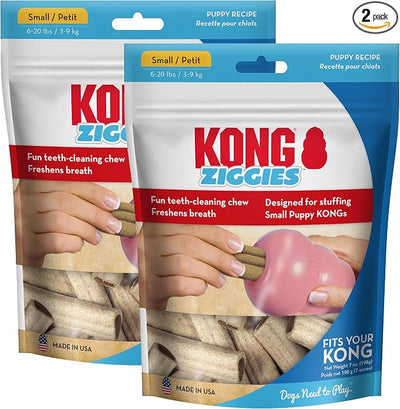 KONG Puppy Ziggies Dog Treats 2 Pack (Small, Original)- Teeth Cleaning Dog Treats for Puppies, Long-Lasting Chews, Works Classic Rubber Toys