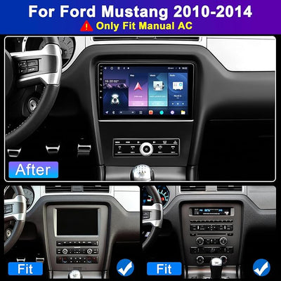 8Core 4G+64G Car Radio for Ford Mustang 2010-2014: 10.1-Inch Upgrade Android 15 Stereo Head Unit CarPlay Android Auto, BT, WiFi 6, AM, FM, RDS, 36EQ, GPS, SWC, 1080P Backup Camera (Only fit Manual AC)