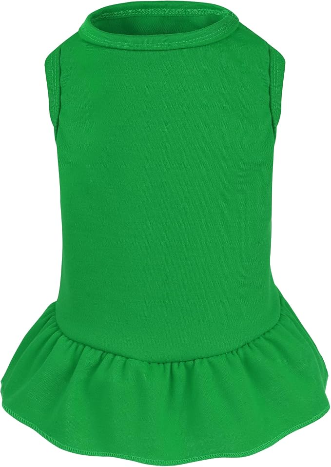 Dog Dresses Cat Skirt Solid Color Dog Clothes Summer Sleeveless Puppy Girl Clothes for Small Pet Dogs Cats (Dark Green, Small)