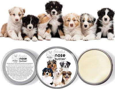 The Blissful Dog Australian Shepherd Nose Butter for Dry, Cracked Skin, Lick-Safe Dog Nose Balm with Moisturizing Shea Butter, Almond, Olive, and Essential Oils, Pet Supplies, Uncented, 4 oz.