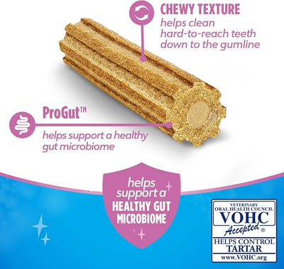 DentaLife Plus Digestive Support Dog Treats for Large Dogs 40 lbs. and up, Cleans Teeth, Freshens Breath, & Supports Healthy Gut, Chicken & Pumpkin Flavor, 7 oz., 6 Chews - 6 ct. Pouch