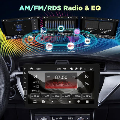 9inch Single Din Touchscreen Car Stereo Compatible with Wireless Carplay and Android Auto, Bluetooth Car Radio with Backup Camera, AM/FM/RDA Radio, Mirror Link, IPS Screen