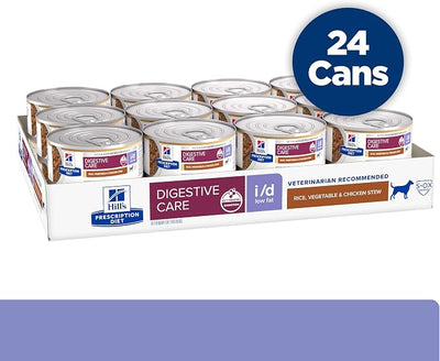 Hill's Prescription Diet i/d Low Fat Digestive Care Wet Dog Food, Rice, Vegetable, & Chicken Stew, 5.5 oz. Cans, 24-Pack