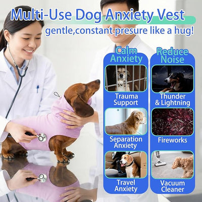 MIGOHI Dog Anxiety Shirt | Breathable Calming Vest for Medium Dogs,Anxiety Jacket for Dogs Vet Visit,Travel, Separation,Fireworks,Storms,Dog Vest for Anxiety to Stop Panting & Hiding,Purple,L