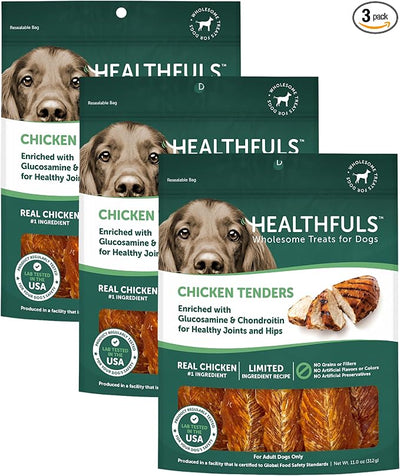 HEALTHFULS Chicken Tenders Dog Treats with Glucosamine & Chondroitin, 11oz (Pack of 3)
